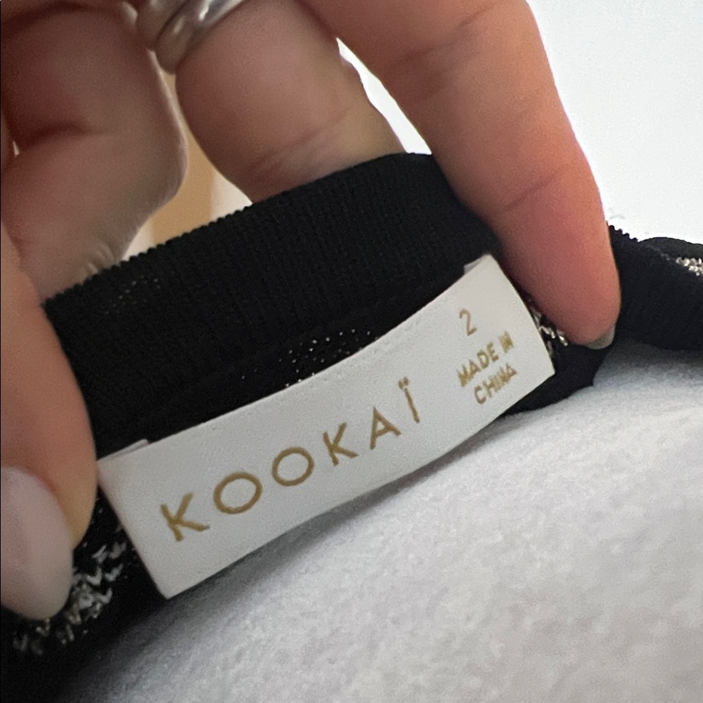 Kookai | Women’s Size 2 Black and White Long Sleeve Midi Dress - Picture 2 of 5